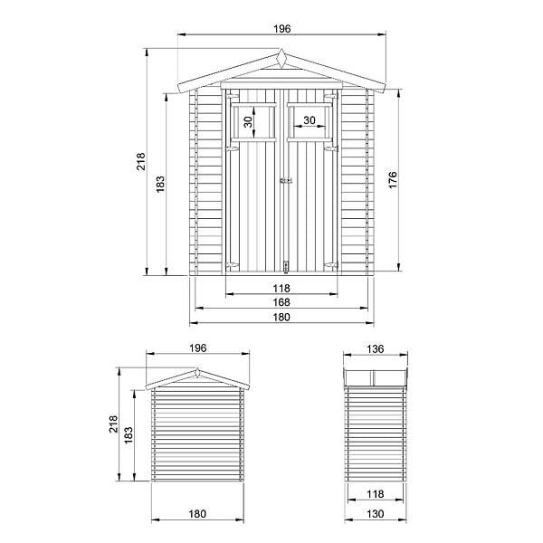 TIMBELA - TIMBELA M367+M367G Abri de jardin en bois I196xL136xH218 cm/ 1.98 m2 AVEC SOL TRAITÉ - large
