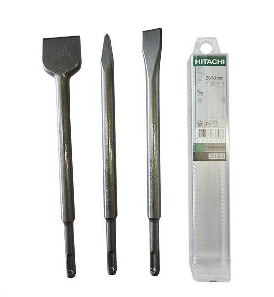 HIKOKI - Hitachi - Hikoki- set de 3 burins SDS+ (pic+ plat+ bêche) - large