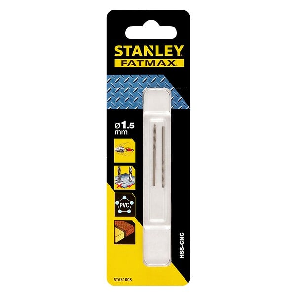STANLEY - Forets métal HSS - 1,5mm - lot de 2 - large