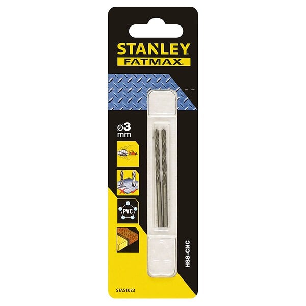 STANLEY - Set de 2 forets métal HSS - FatMax - Diam.3mm - large