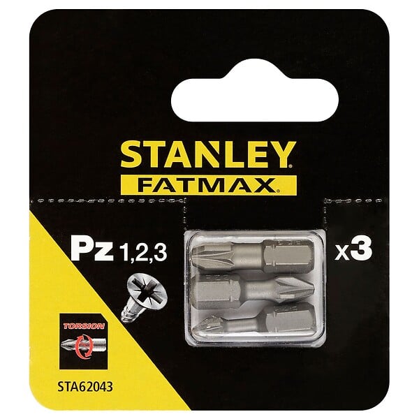 STANLEY - Embouts Pozidriv torsion Stanley FatMax 25mm - Lot de 3 - large