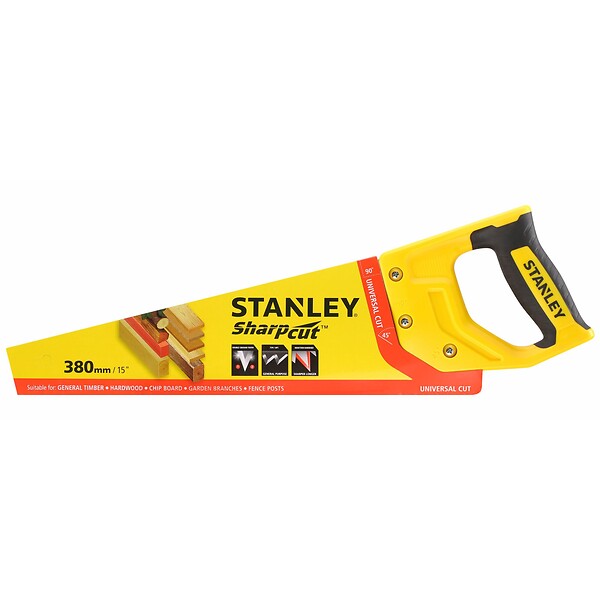 STANLEY - Scie égoïne SharpCut 380mm - Lame acier - Denture trempée - large