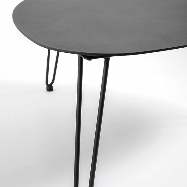 OVIALA - Table basse de jardin triangulaire en aluminium noir - Atoll - large