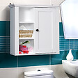 HOMCOM - Armoire haute murale de salle de bain ou WC placard 1 porte 3 niches dim. 53L x 14,5l x 50,5H cm MDF panneaux particules blanc - vignette