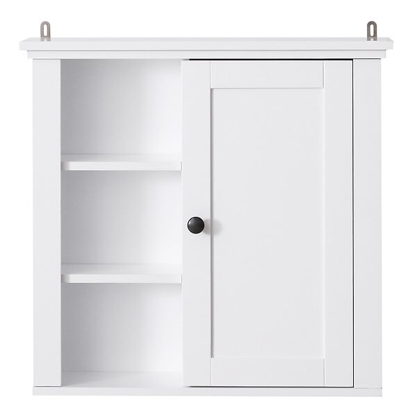 HOMCOM - Armoire haute murale de salle de bain ou WC placard 1 porte 3 niches dim. 53L x 14,5l x 50,5H cm MDF panneaux particules blanc - large