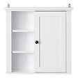 HOMCOM - Armoire haute murale de salle de bain ou WC placard 1 porte 3 niches dim. 53L x 14,5l x 50,5H cm MDF panneaux particules blanc - vignette