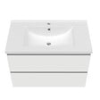 AICA SANITAIRE - Aica Sanitaire 79(L)x44.5(W)x52(H)cm Meuble salle de bain blanc avec 2 tiroirs à une fermeture amortie avec une vasque à suspendre - vignette