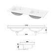 AICA SANITAIRE - Aica Sanitaire 120(L)x46(P)x52(H)cm Meuble salle de bain blanc avec 4 tiroirs à une fermeture amortie avec deux vasques à suspendre - vignette