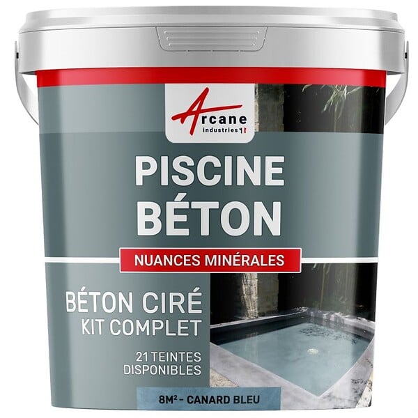 ARCANE INDUSTRIES - Kit Béton Ciré Piscine Béton - Rénovation et Etanchéité - Canard Gris Bleuté - 8 m² - ARCANE INDUSTRIES - large