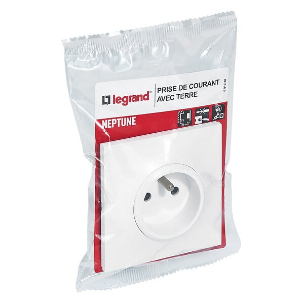 LEGRAND - Prise de courant avec terre Neptune 16A - blanc - large