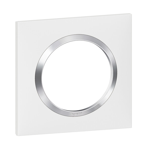 LEGRAND - Plaque carrée dooxie 1 poste finition blanc avec bague effet chrome - large