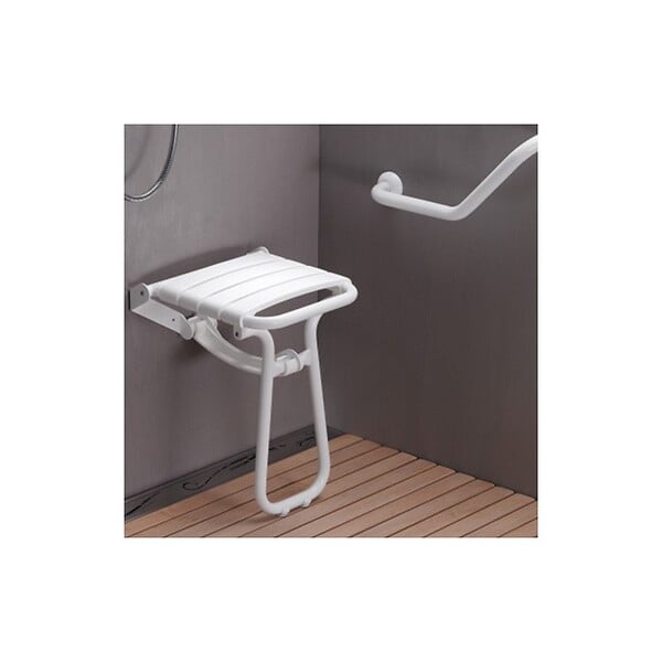 PELLET - Siège de douche escamotable - Ø 25 mm - Époxy blanc - large