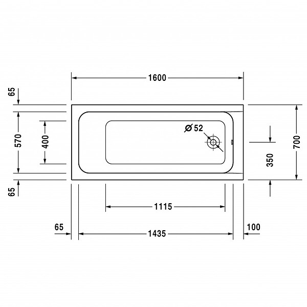DURAVIT - Baignoire acrylique D-Code - À encastrer - 1600 x 700mm - large