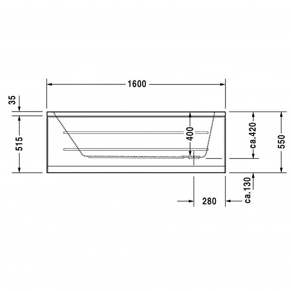 DURAVIT - Baignoire acrylique D-Code - À encastrer - 1600 x 700mm - large