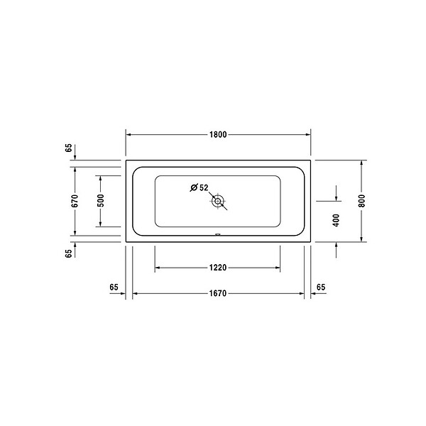 DURAVIT - Baignoire acrylique D-Code - À encastrer - 1800 x 800mm - large
