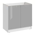CUISINEANDCIE - Cuisineandcie - Meuble sous-évier Eco Gris Brillant 2 portes L 80 cm - vignette