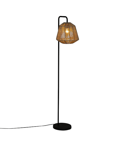 ATMOSPHERA - Lampadaire pied en métal noir et abat-jour Beige H 150 cm - large