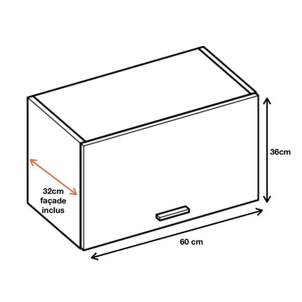 CUISINEANDCIE - Cuisineandcie - Meuble haut de cuisine Eco Blanc Brillant 1 porte relevable L 60 cm - large