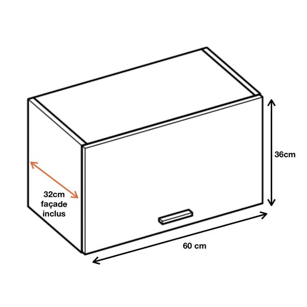 CUISINEANDCIE - Cuisineandcie - Meuble haut de cuisine Eco Noyer Blanchi 1 porte relevable L 60 cm - large
