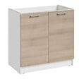 CUISINEANDCIE - Cuisineandcie - Meuble sous-évier Eco Chene Naturel 2 portes L 80 cm - vignette