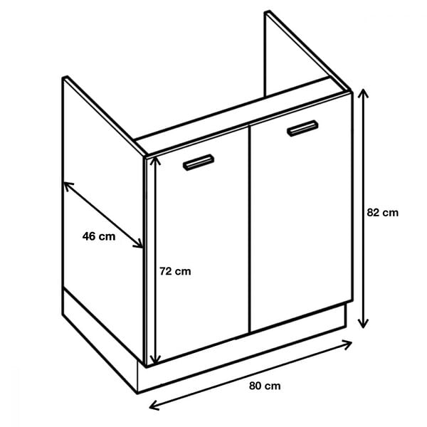 CUISINEANDCIE - Cuisineandcie - Meuble sous-évier Eco Noyer Blanchi 2 portes L 80 cm - large