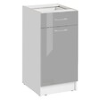 CUISINEANDCIE - Cuisineandcie - Meuble bas de cuisine Eco Gris Brillant 1 porte 1 tiroir L 40 cm - vignette