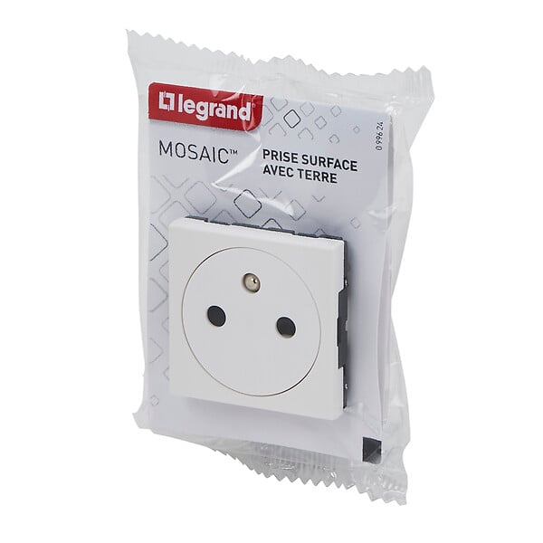 LEGRAND - Prise de courant Surface Mosaic 2 mod. - Blanc - Affleurant - large