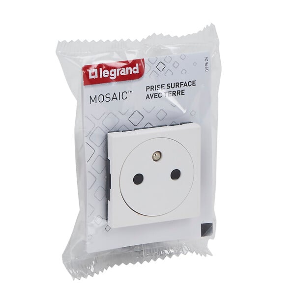 LEGRAND - Prise de courant Surface Mosaic 2 mod. - Blanc - Affleurant - large