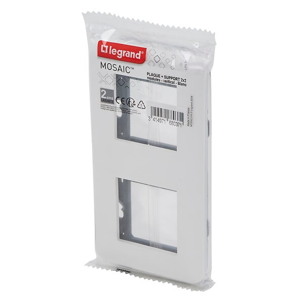 LEGRAND - Plaque de finition Mosaic 2x2 modules - Verticale - Blanche - large