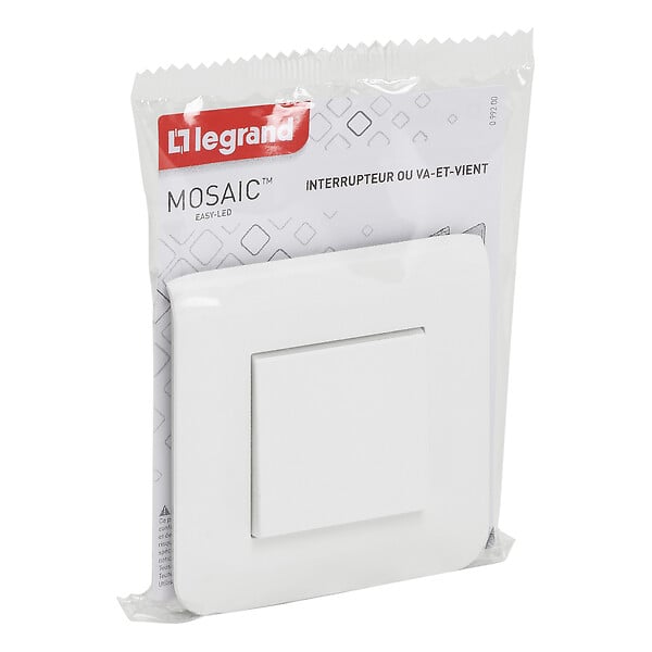 LEGRAND - Interrupteur va-et-vient Mosaic Blanc 10A avec plaque - large