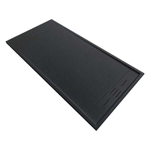 STANO - Receveur de douche 80 x 180 cm extra plat noir SALVI en SoliCast® surface ardoisée - large