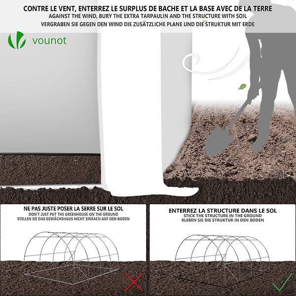 VOUNOT - Serre de jardin Toute Saison 12m2 avec portes laterales - large