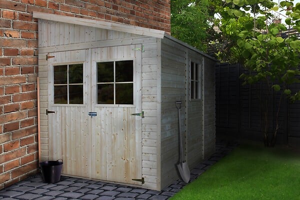 TIMBELA - TIMBELA M339A  Abri de Jardin en Bois Naturel (avec paroi latérale) -H244xl218xL318 cm/6 m2 - large