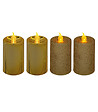 FEERIC LIGHTS & CHRISTMAS - Lot de 4 Bougies lumineuses Or pailleté et Or métallisé  H 7.5 cm - vignette