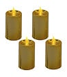 FEERIC LIGHTS & CHRISTMAS - Lot de 4 Bougies lumineuses Or pailleté et Or métallisé  H 7.5 cm - vignette
