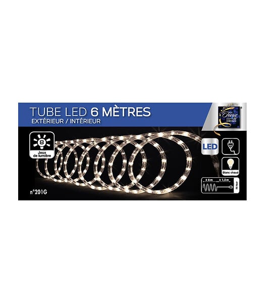 FEERIC LIGHTS & CHRISTMAS - Guirlande Lumineuse Extérieur Tube 6 m 108 LED Blanc chaud 8 jeux de lumière - large