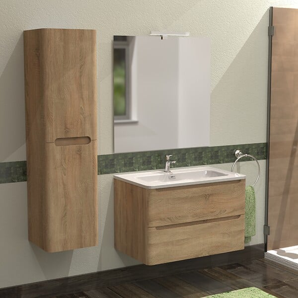 CONCILIO - Meuble salle de bain Toola - Bois clair - 80cm - large