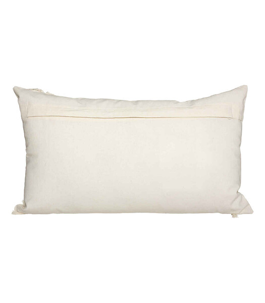 ATMOSPHERA - Coussin déhoussable en Coton Ivoire & Franges macramé 30 x 50 cm - large