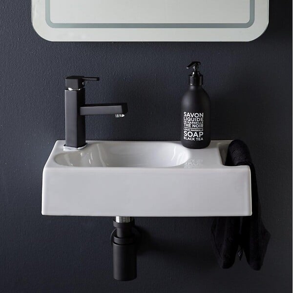 PLANETE BAIN - Lave mains suspendu avec porte serviette Dallas - large
