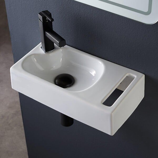 PLANETE BAIN - Lave mains suspendu avec porte serviette Dallas - large