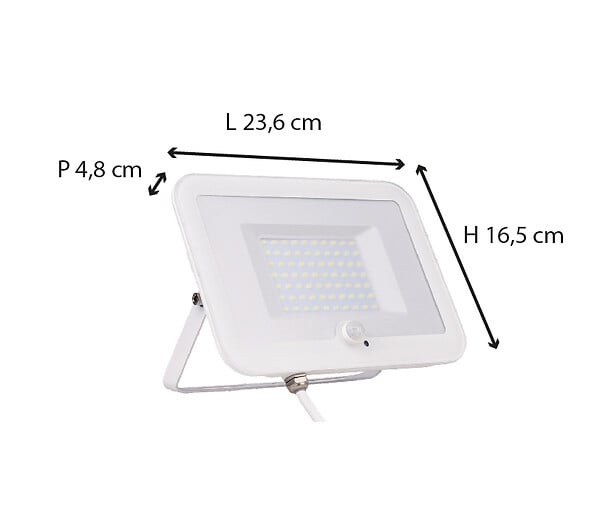VOLTMAN - Projecteur plat + détecteur de mouvement IP65 5000lm - Blanc - Voltman - large