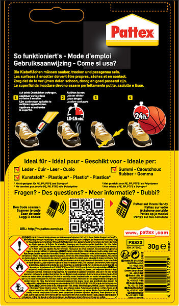 PATTEX - Colle à chaussures - Pattex Spécial Chaussures - Tube 30g - large