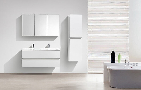 STANO - Meuble salle de bain design double vasque SIENA largeur 120 cm blanc laqué - large