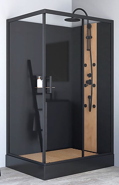 KINDFORD - Cabine de douche Lanka en aluminium - Noir mat - 120x90cm - large