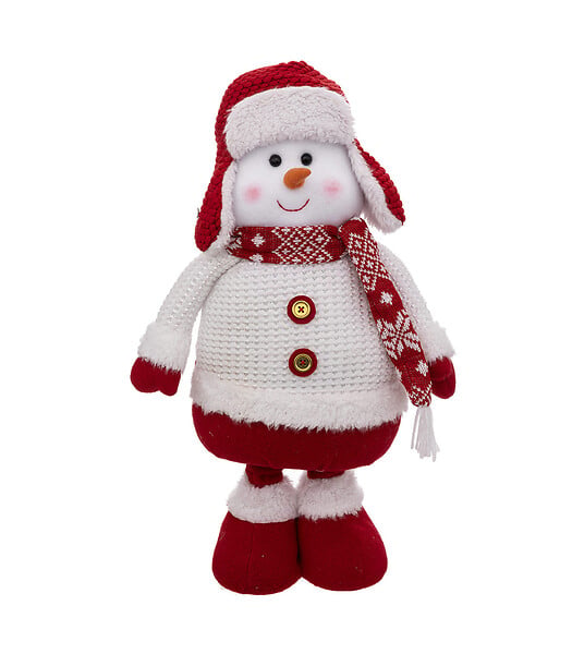 FEERIC LIGHTS & CHRISTMAS - Déco de Noël Bonhomme de neige télescopique en habit rouge et blanc H maxi 78 cm - large