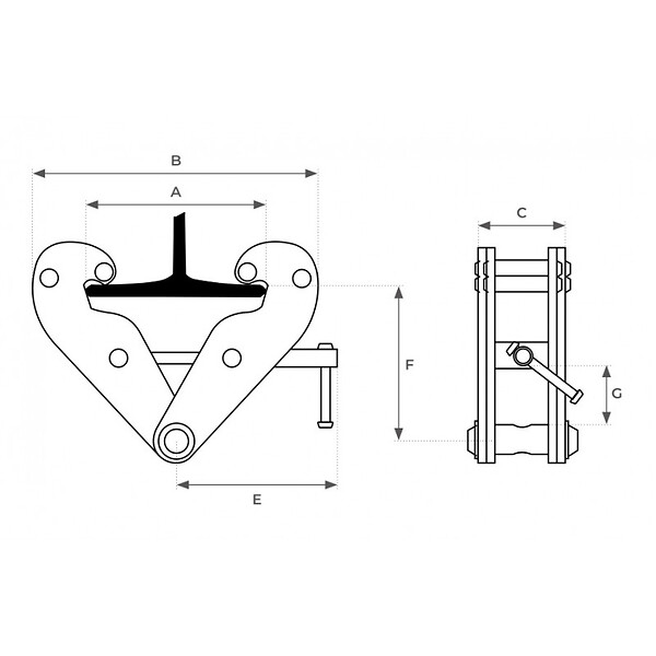 STOCKMAN - Griffe d'accrochage palan mise en place rapide 5T BC50 Stockman - large