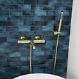 ESSEBAGNO - Luisa combiné support de douche or brossé 3 pièces - vignette