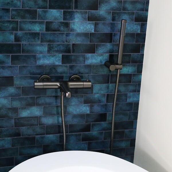 ESSEBAGNO - Luisa combiné support de douche 3 pièces gris gun métal - large