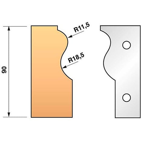 LEMAN - Jeu de 2 fers profilés N°303 pour porte-outils Ht.90 mm Leman - large