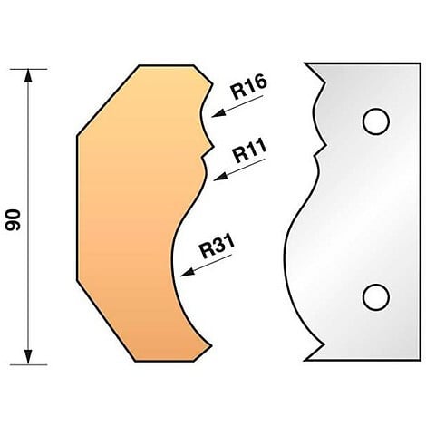 LEMAN - Jeu de 2 fers profilés N°351 pour porte-outils Ht.90 mm Leman - large